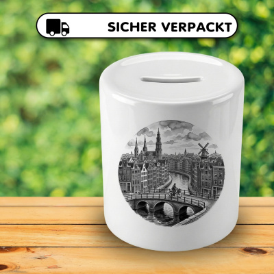 Spardose mit dem Motiv Stilisierte Amsterdam Skyline - Ansicht 4