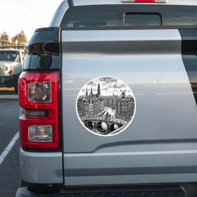 Stilisierte Amsterdam Skyline Aufkleber - Ansicht 2