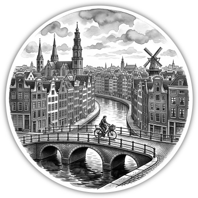 Stilisierte Amsterdam Skyline Aufkleber