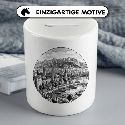 Spardose mit dem Motiv Stilisierte Antalya Skyline - Ansicht 3