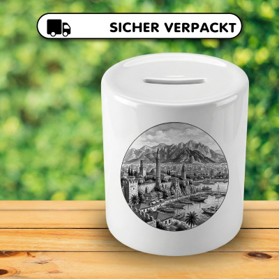 Spardose mit dem Motiv Stilisierte Antalya Skyline - Ansicht 4