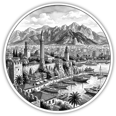 Stilisierte Antalya Skyline Aufkleber