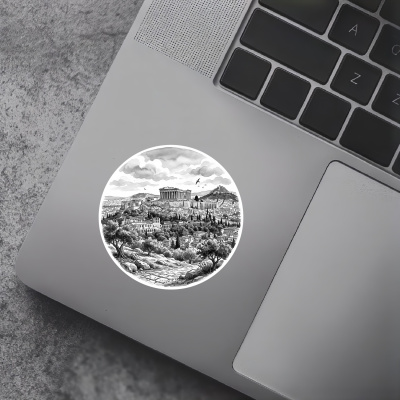 Stilisierte Athen Skyline Aufkleber - Ansicht 2
