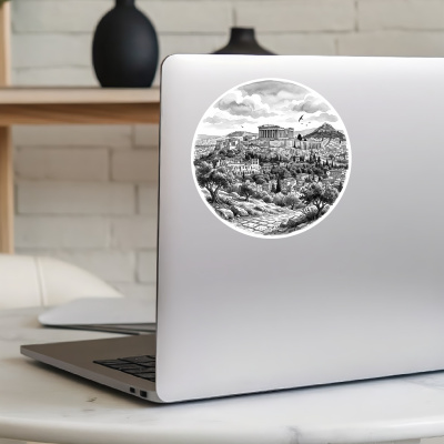 Stilisierte Athen Skyline Aufkleber - Ansicht 5