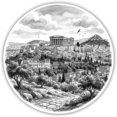 Wandtattoo  Stilisierte Athen Skyline 