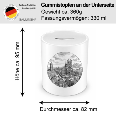 Spardose mit dem Motiv Stilisierte Barcelona Skyline - Ansicht 2