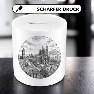 Spardose mit dem Motiv Stilisierte Barcelona Skyline - Ansicht 5