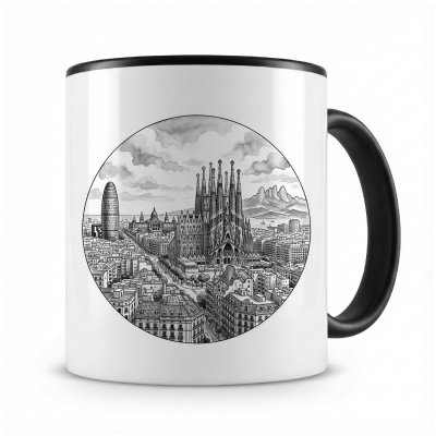 Tasse mit  Stilisierte Barcelona Skyline 