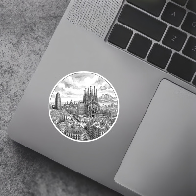 Stilisierte Barcelona Skyline Aufkleber - Ansicht 5