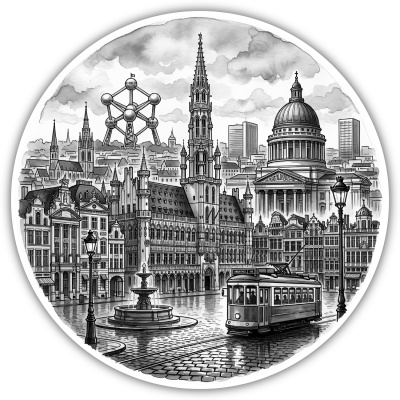 Wandtattoo  Stilisierte Br�ssel Skyline 