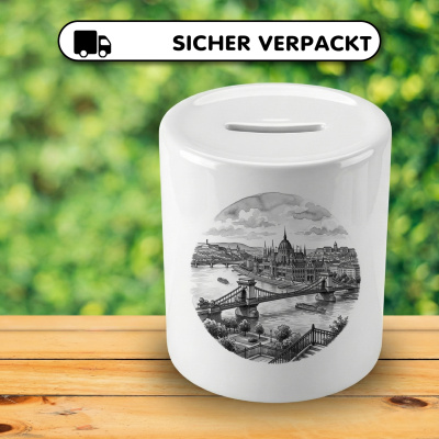 Spardose mit dem Motiv Stilisierte Budapest Skyline - Ansicht 4