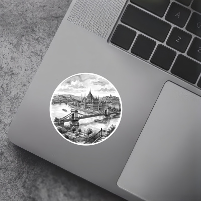Stilisierte Budapest Skyline Aufkleber - Ansicht 5