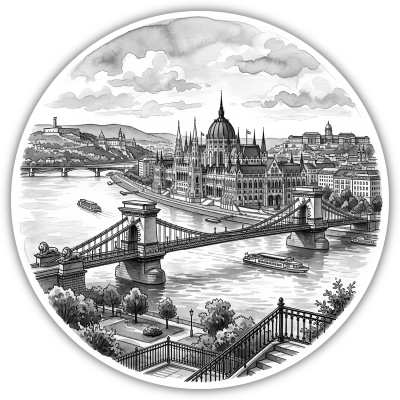 Wandtattoo  Stilisierte Budapest Skyline 