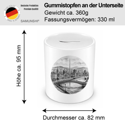 Spardose mit dem Motiv Stilisierte Dublin Skyline - Ansicht 2