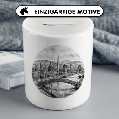 Spardose mit dem Motiv Stilisierte Dublin Skyline - Ansicht 3