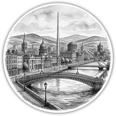 Wandtattoo  Stilisierte Dublin Skyline 
