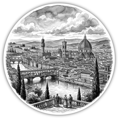 Stilisierte Florenz Skyline Aufkleber