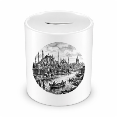 Spardose mit dem Motiv Stilisierte Istanbul Skyline