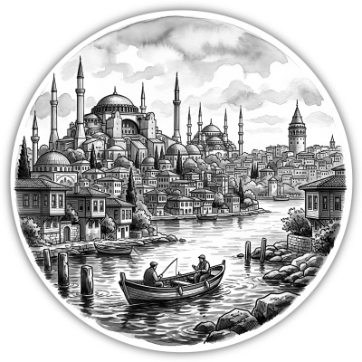 Stilisierte Istanbul Skyline Aufkleber