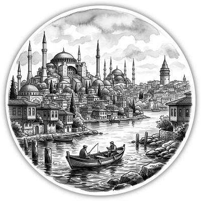 Wandtattoo  Stilisierte Istanbul Skyline 