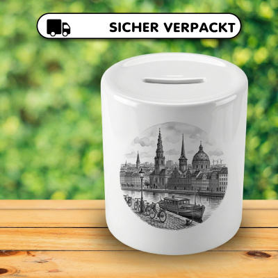 Spardose mit dem Motiv Stilisierte Kopenhagen Skyline - Ansicht 4