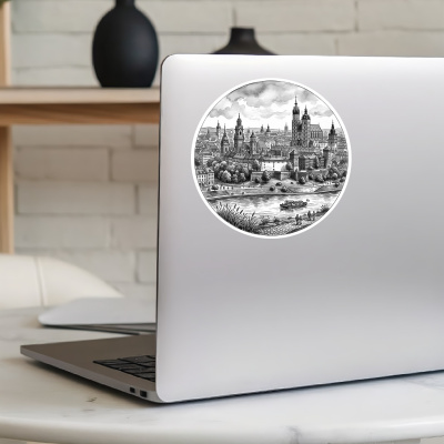 Stilisierte Krakau Skyline Aufkleber - Ansicht 5