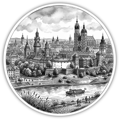 Stilisierte Krakau Skyline Aufkleber