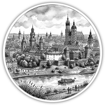 Wandtattoo  Stilisierte Krakau Skyline 
