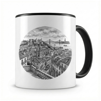 Tasse mit  Stilisierte Lissabon Skyline 