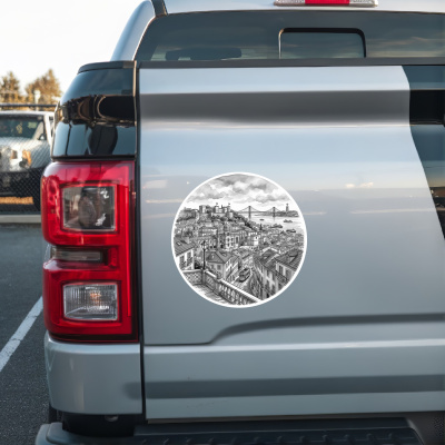 Stilisierte Lissabon Skyline Aufkleber - Ansicht 2