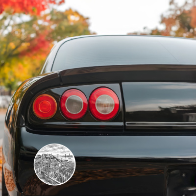 Stilisierte Lissabon Skyline Aufkleber - Ansicht 3