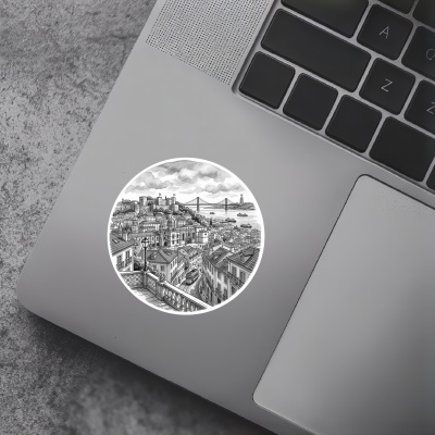 Stilisierte Lissabon Skyline Aufkleber - Ansicht 5