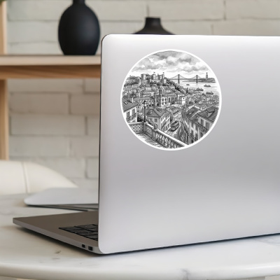 Stilisierte Lissabon Skyline Aufkleber - Ansicht 8