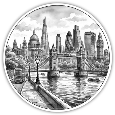 Stilisierte London Skyline Aufkleber