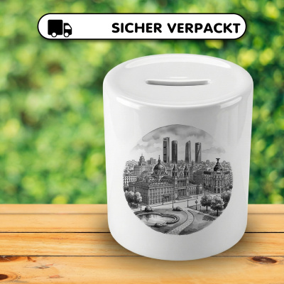 Spardose mit dem Motiv Stilisierte Madrid Skyline - Ansicht 4