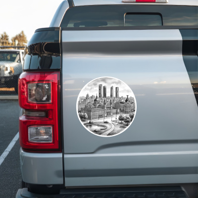 Stilisierte Madrid Skyline Aufkleber - Ansicht 2