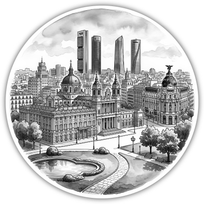 Wandtattoo  Stilisierte Madrid Skyline 