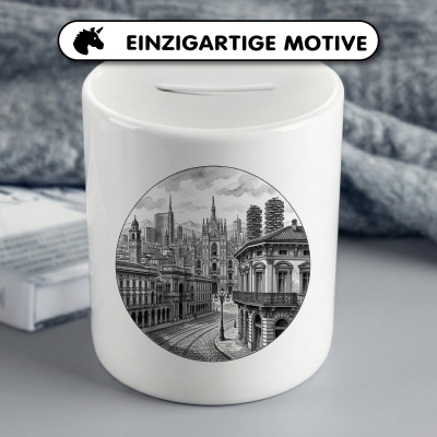 Spardose mit dem Motiv Stilisierte Mailand Skyline - Ansicht 3