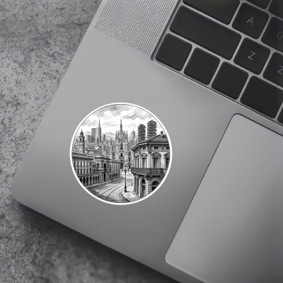 Stilisierte Mailand Skyline Aufkleber - Ansicht 2