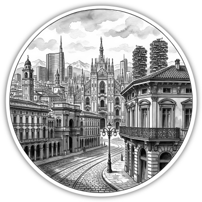 Stilisierte Mailand Skyline Aufkleber