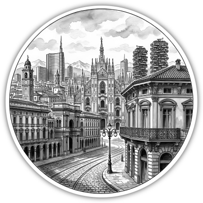 Wandtattoo  Stilisierte Mailand Skyline 