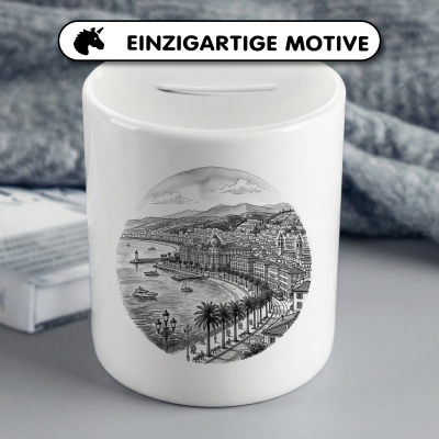 Spardose mit dem Motiv Stilisierte Nizza Skyline - Ansicht 3