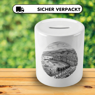 Spardose mit dem Motiv Stilisierte Nizza Skyline - Ansicht 4