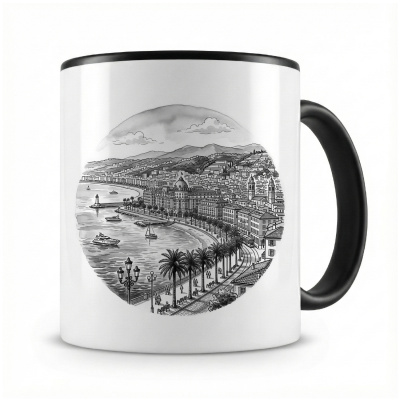 Tasse mit  Stilisierte Nizza Skyline 