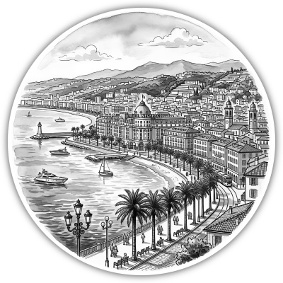 Wandtattoo  Stilisierte Nizza Skyline 