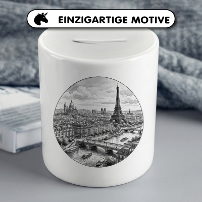 Spardose mit dem Motiv Stilisierte Paris Skyline - Ansicht 3
