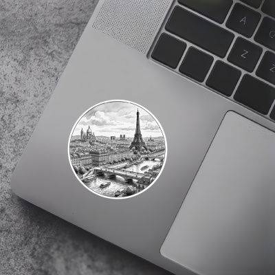 Stilisierte Paris Skyline Aufkleber - Ansicht 2