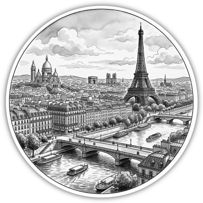 Stilisierte Paris Skyline Aufkleber