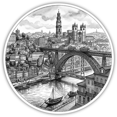 Stilisierte Porto Skyline Aufkleber