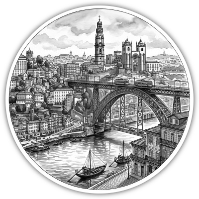 Wandtattoo  Stilisierte Porto Skyline 